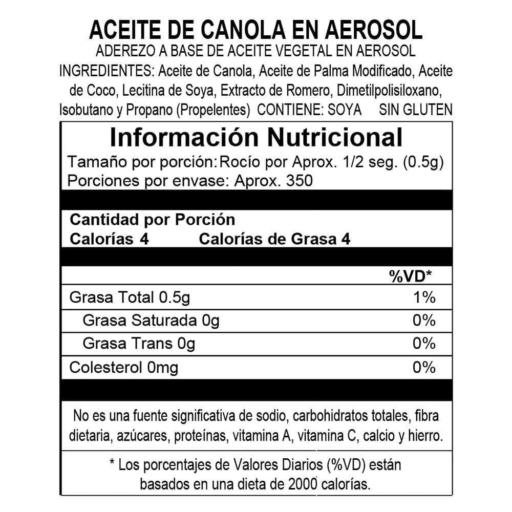 Aceite Canola / Aceite PAM 170gr